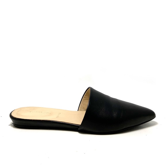 Evelane The Pointed Toe Black Leather Slide - Picture 3 of 6